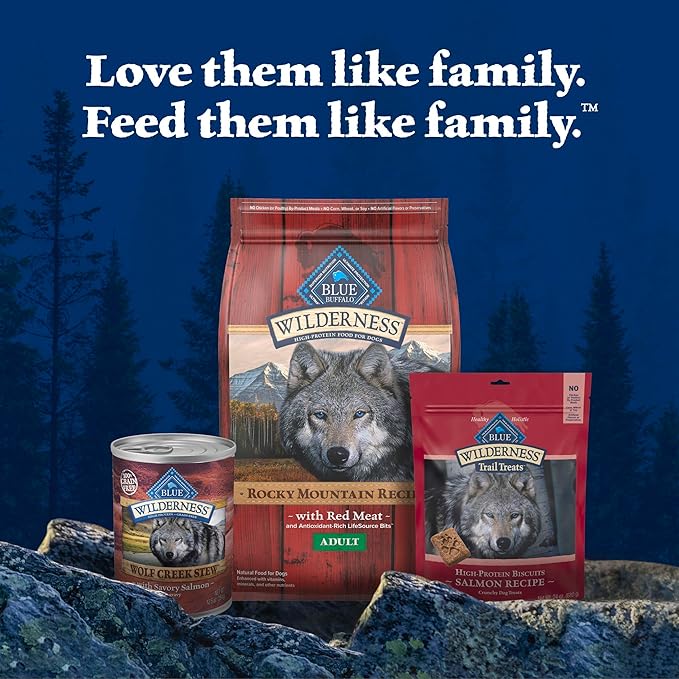 Blue Buffalo Wilderness Wolf Creek Stew High Protein, Natural Wet Food for Dogs, Hearty Salmon Stew in Gravy, 12.5-oz cans, 12 Count