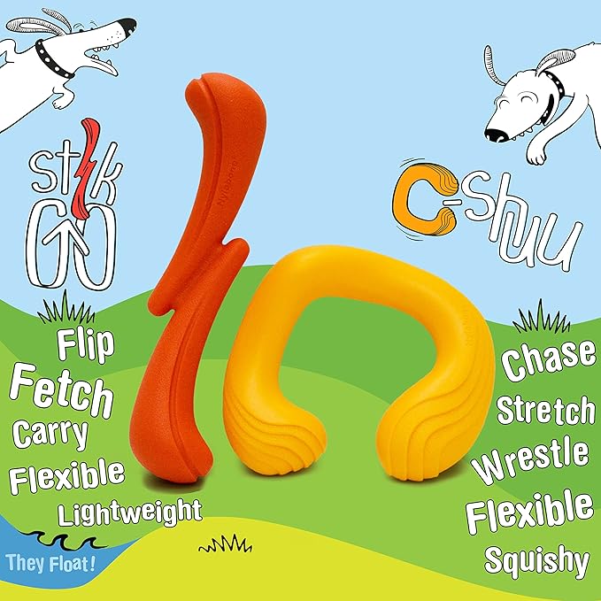 Nylabone C-Shuu and Stik-Go Interactive Dog Toys Bundle for Dogs – Lightweight Intriguing Dog Fetch Toys for Creative Play & Dog Exercise