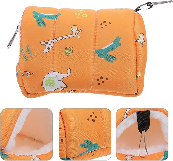 Healifty Parrot Cotton Nest Small Animal Hanging Hammock Winter Warm Lint Bed 16x13x16cm Yellow for Hamster Bird Cage Cozy Resting House