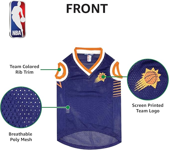 Pets First NBA Pheonix Suns Dog Jersey, X-Large - Tank Top Basketball Pet Jersey