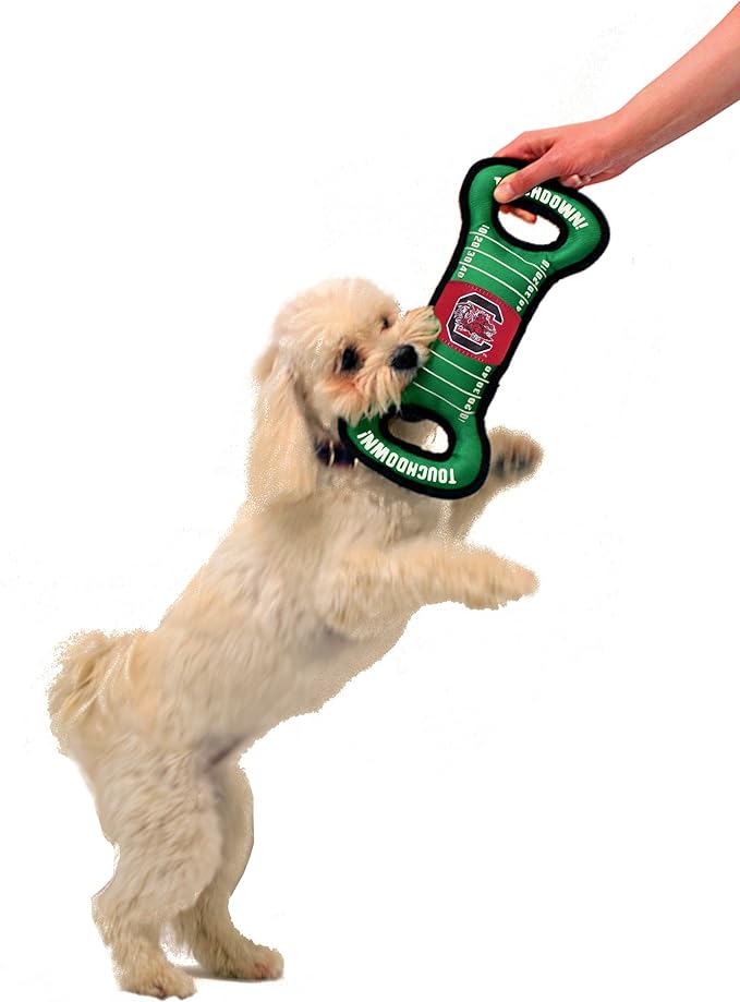 Pets First NCAA Football Field Dog Toy with Squeaker. - South Carolina Gamecocks - for Tug, Toss, and Fetch. - Tough & Durable PET Toy, 1 Count (Pack of 1)