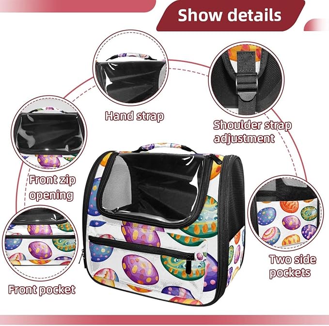 Happy Easter Eggs (1) Pet Carrier Airline Approved Pet Carrier Bag Dog Carrier for Small Medium Cats Dogs Puppies Kitten