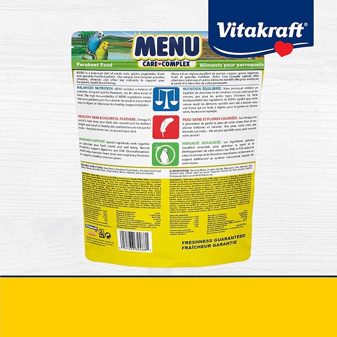 Vitakraft Menu Premium Parakeet Food - Vitamin-Fortified - Daily Pet Bird Food,2.5 pounds,(Pack of 2)