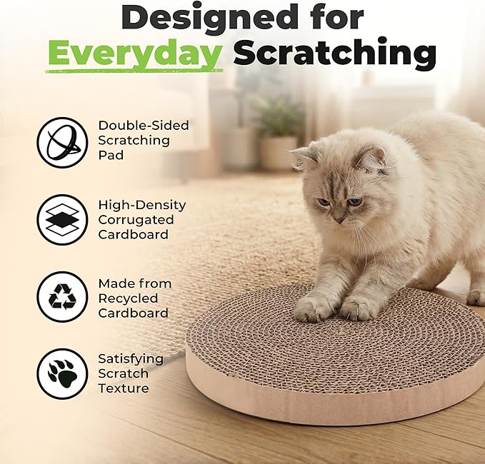 Best Pet Supplies Catify Cat Scratcher, Fun Interactive Scratchers, Posts, Poles, Claw Safe, Furniture Saver Indoor Play Support Natural Cat Behaviors Heavy Duty - 5 Pack Round, 10 x 10"