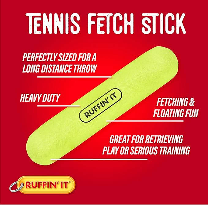 Ruffin' It Tennis Fetch Stick for Dogs - Dog Chew Toy for Park, Home, or Beach