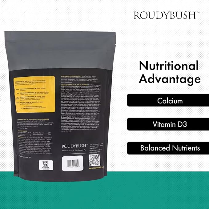RoudyBush Low Fat Food for Adult Birds & Chicks - Scientifically Formulated Bird Feed - Bird Food Pellets w/Corn, Wheat, Soy & More - Nutritious & Healthy Feed for Birds (Medium, 44oz)
