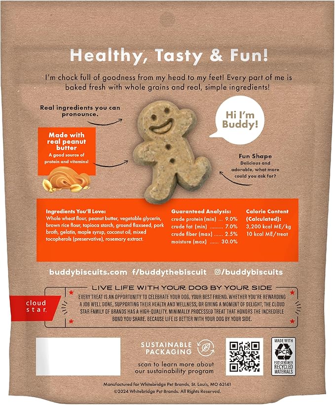 Buddy Biscuits 8 oz Bag of Softies Soft & Chewy Dog Treats, Made with Peanut Butter 8 oz