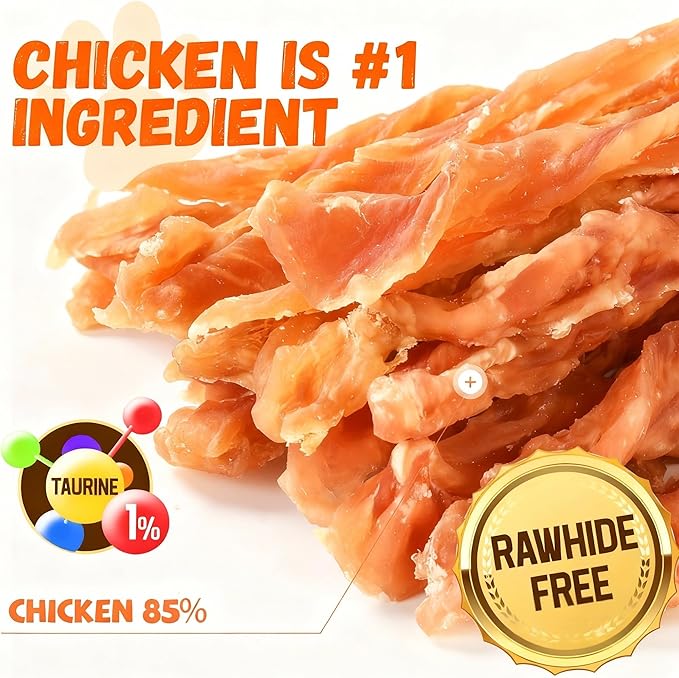 Pawmate Dog Treats Chicken Jerky Strips for Dogs, Natural Healthy Dog Jekry with Taurine, Real Chicken Twists High Protain Low Fat, Training Rewards Treats for Small Medium Large Dogs 10.6 oz