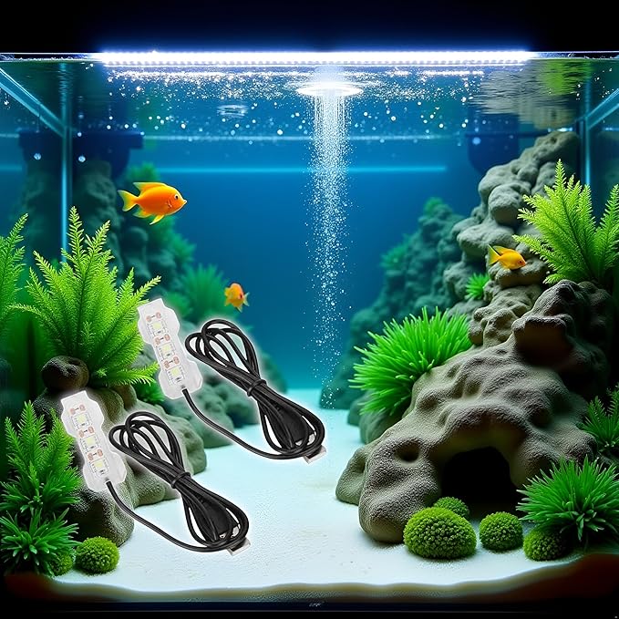 2Pcs Blue Light Small Aquarium Led Light, Multicolor Led Fish Tank for Freshwater Plants Aquarium Accessories，Fish and Aquatic Pets, Pet Supplies