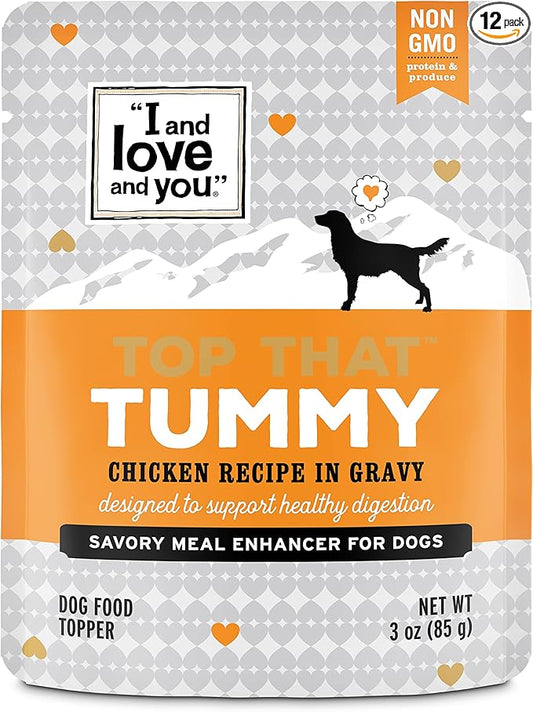 "I and love and you" Top That Tummy Wet Dog Food Pouch, Chicken Recipe In Gravy, 3 oz (Pack of 12)