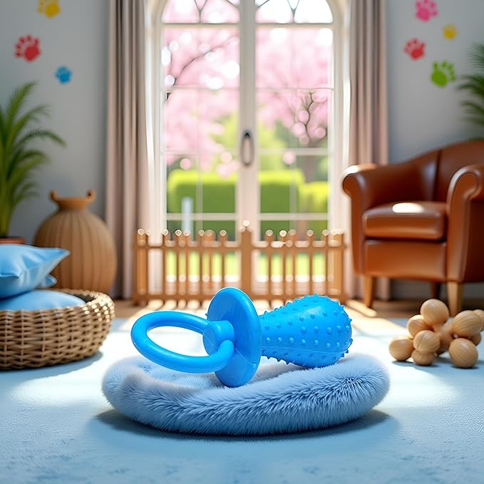 Blue Dserw Dog Pacifier Chew Toys, Mini Bite Resistant Bell Shape Rubber Pacifier Pet Puppy Molar Chew Training Toy, Bell Chewing Playing Training Toys, for Pet Puppy Dog Cat, Chew Toys