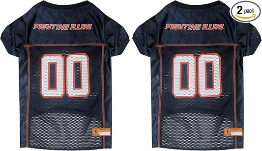 NCAA College Illinois Fighting Illini Mesh Jersey for Dogs & Cats, Medium. Licensed Big Dog Jersey with Your Favorite Football/Basketball College Team (Pack of 2)