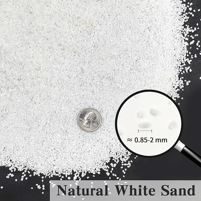 FANTIAN 5 lbs Aquarium White Sand, 0.8-2 mm Mini Aquarium Gravel. Coarse Sand for Fish Tank, Paintings, Succulent Plants Potted, Fire Pits, Candle, Vase Filler and Crafts