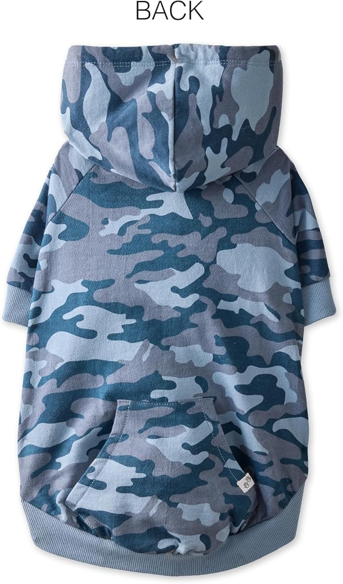 Pet Passion Rocky – The Original Lightweight Hooded Tee 100% Organic Cotton Dog Hoodie Pet Coat Sweater for All Sized Dogs, Navy Camo, XX-Small (4-7 lbs)