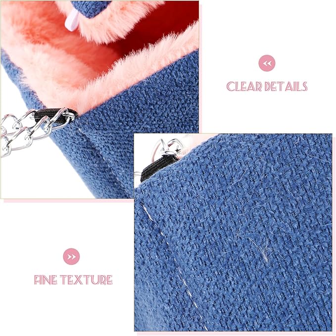 Small Animal Hammock Bed Hanging Warm Cotton Sleeping Sack Dark Blue M Size for Hamster Parrot Bird Cage Accessories