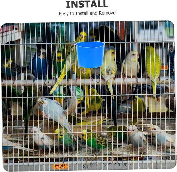 Toddmomy 4pcs Bird Cage Feeding Bowls Plastic Hanging Feeders Water Feeder for Birds Pet Hanging Bowl Easy to Install