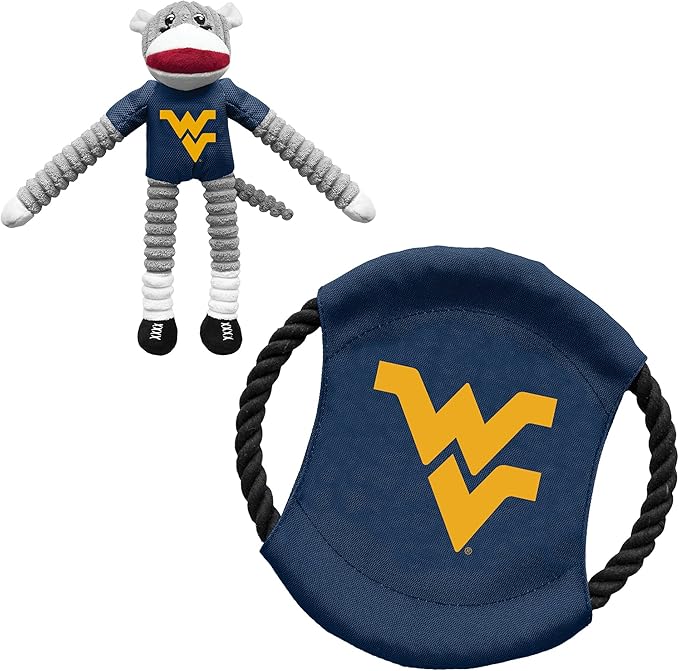 Littlearth NCAA Unisex NCAA Sock Monkey and Flying Disc Pet Toy Combo Set