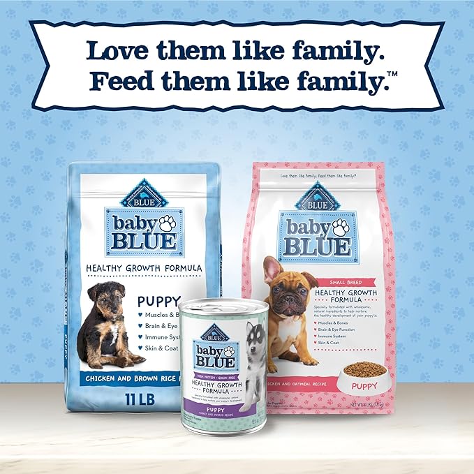 Blue Buffalo Baby Blue Natural Wet Food for Puppies, Healthy Growth Formula with DHA, Turkey & Vegetable Recipe, 12.5-oz. Can