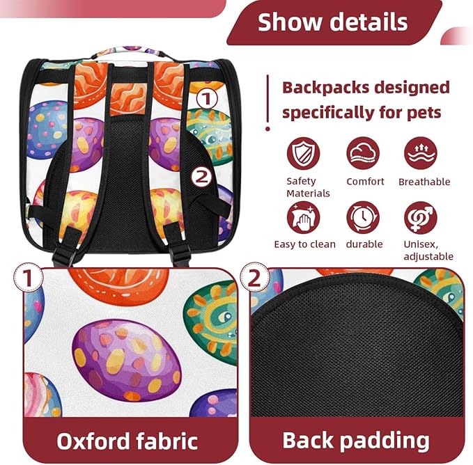 Happy Easter Eggs (1) Pet Carrier Airline Approved Pet Carrier Bag Dog Carrier for Small Medium Cats Dogs Puppies Kitten