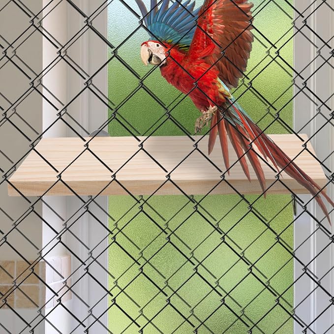 Wood Perch Stand Platform for Parrot and Small Pets, Rectangular Bird Cage Accessory, Natural Wood Exercise for Hamster, Chinchilla, Squirrel,