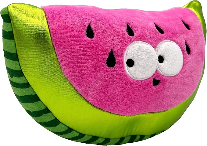 Huxley & Kent Funny Dog Toy w/Squeaker – Power Plush Squeaky Dog Toys for Small, Medium & Large Dogs – Soft Stuffed Animal for Indoor Play & Fetch - Fetchies® Walter Melon, Small