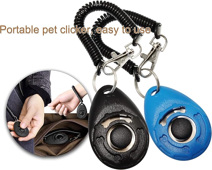 Chadou Pet Training Clicker for Dog, Clickers with Wrist Strap for Cat Bird Puppy, 2 Pack