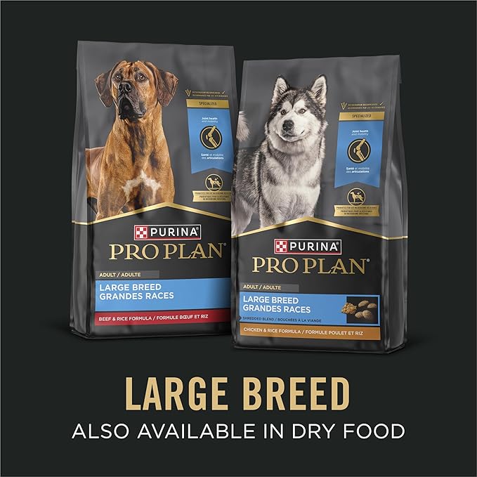 Purina Pro Plan Specialized Large Breed Chicken and Rice and Beef and Rice in Gravy 12ct High Protein Wet Dog Food Variety Pack - (Pack of 12) 13 oz. Cans