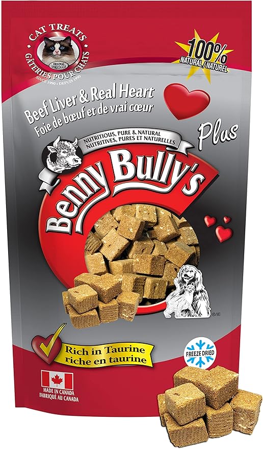 Benny Bullys Beef Liver Plus Beef Heart - Cat Treats - 25g/ 0.9oz (4 Pack)