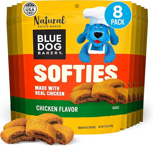 Blue Dog Bakery Softies, Soft & Chewy Chicken Dog Treats, Medium Size, Healthy Treats, All Natural Ingredients,10 oz (Pack of 8)
