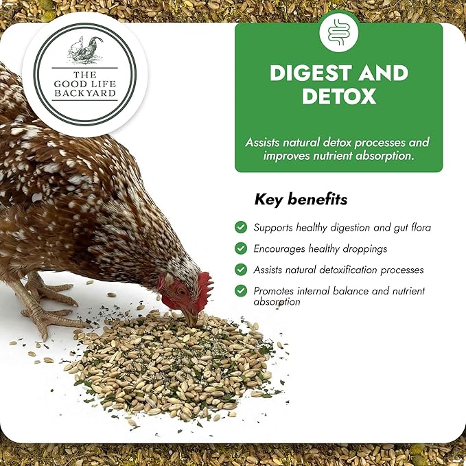 Good Life Backyard Digest & Detox for Chickens – Natural Digestive Support Gut Health Blend (1 lb Pouch) | Hatching Time
