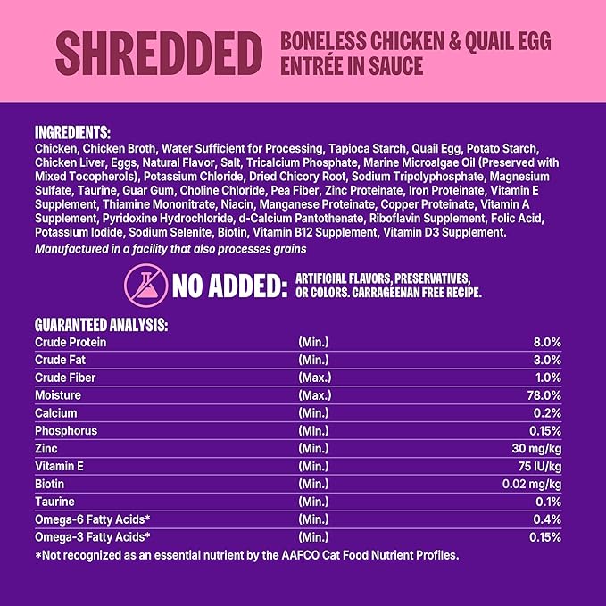 Wellness CORE Signature Selects Shredded Adult Canned Wet Cat Food, Natural, Protein Rich, Grain Free, Chicken and Quail Egg Entrée Recipe, 5.3 oz, Pack of 12 Cans