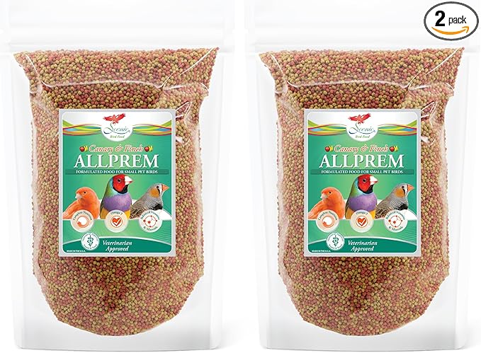 Scenic Allprem Canary and Finch Bird Food | Formulated Diet | Apple and Corn Flavor (2 lb (Pack of 2))