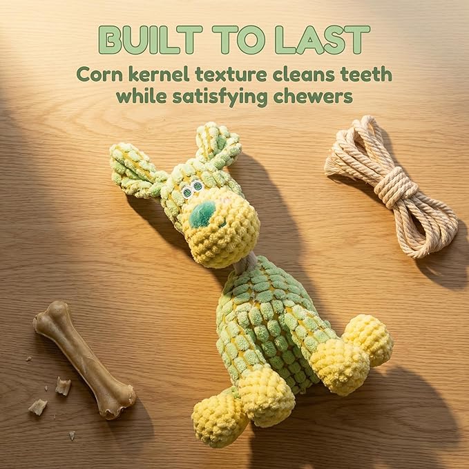 SUJEB Squeaky Chew Plush Dog Toys for Aggressive Chewers,Indestructible Soft Interactive Puppy Teething Toy for Small Medium Large Cats Pet 6.1In