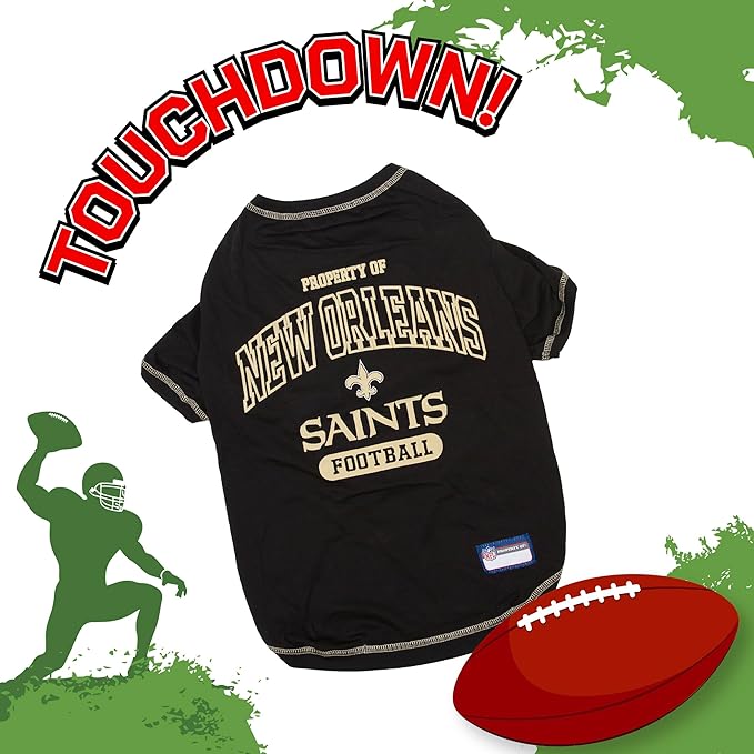 Pets First Shirt for Dogs & Cats - NFL NEW Orleans Saints Dog T-Shirt, X-Large. - Cutest Pet Tee Shirt for the Real Sporty pup (Pack of 2)