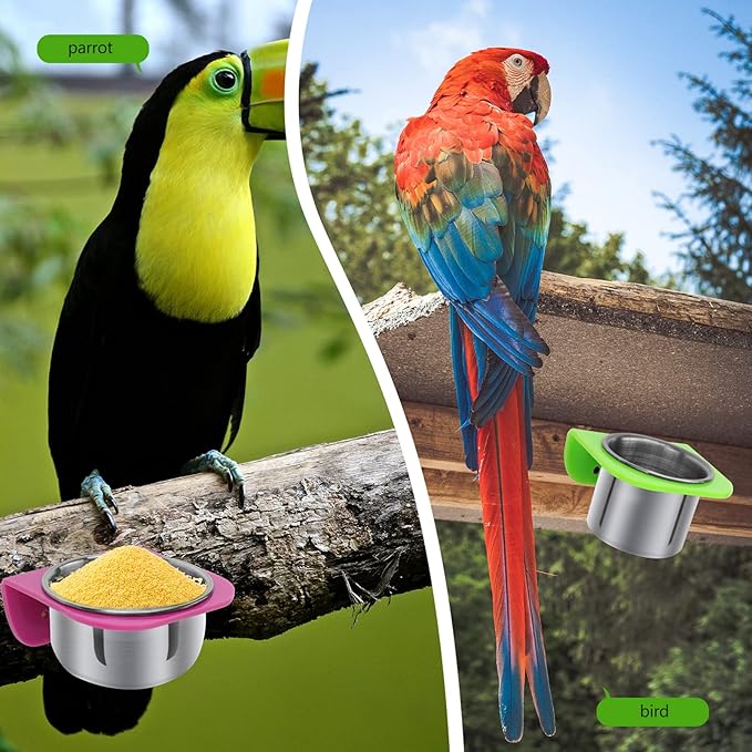 balacoo 1set Portable Parrot Food Cup Lightweight Feeder for Birds Multi-Functional Bowl for Eating Drinking for Parrots Pets Relief Tub