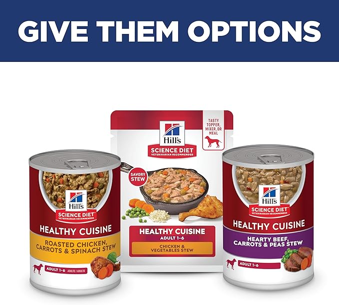 Hill's Science Diet Adult 1-6 Healthy Cuisine Wet Dog Food, Chicken & Vegetables Stew, 2.8 oz. Pouches, 24-Pack