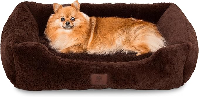 American Kennel Club Cuddler Pet Bed with Low-Profile Entrance – 25" Plush Dog Bed for Small Breeds, Ultra-Soft Washable Bed with Non-Slip Bottom, Durable High-Loft Filling, Brown