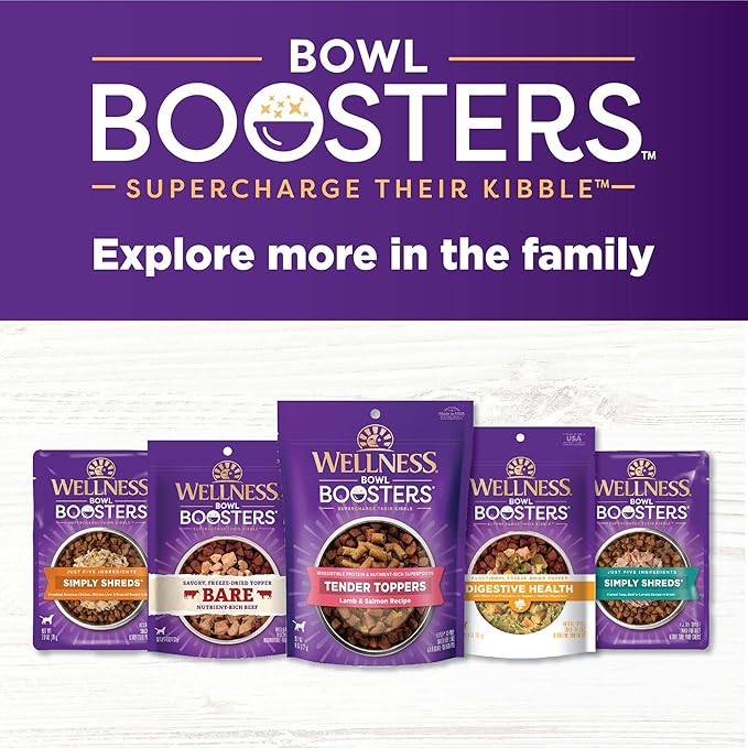 Wellness Bowl Boosters Bare,Dog Food Topper for Small,Medium,& Large Breeds,Grain Free,Natural,Freeze Dried,Turkey,4 Ounce Bag,(Pack of 2)