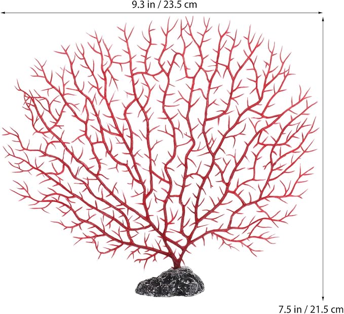 POPETPOP Aquarium Decor Simulated Sea Fan Coral Branches Medium Size 9.05X7.87X1.81In Artificial Fish Tank Plants 2 Pieces Natural Shelter for Aquatic Pets