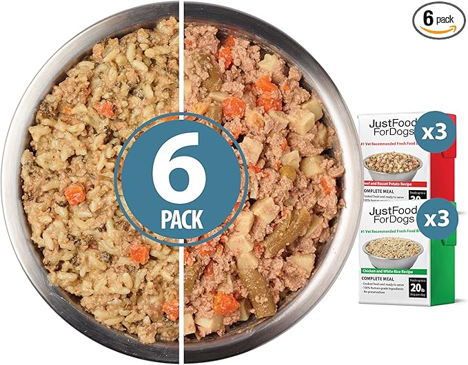 JustFoodForDogs Pantry Fresh Wet Dog Food Variety Pack, Complete Meal or Dog Food Topper, Beef & Chicken Human Grade Dog Food Recipes - 12.5 oz (Pack of 6)