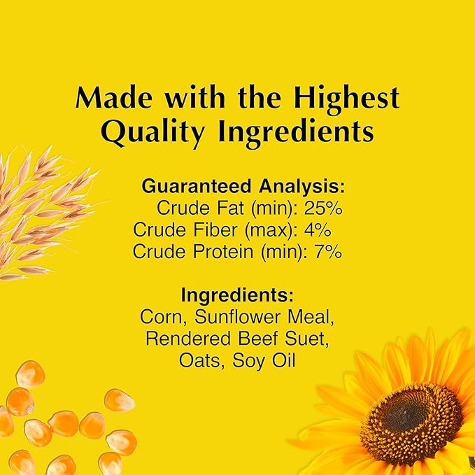 C&S Sunflower Suet Nuggets, Wild Bird Food for Woodpeckers, Chickadees, Nuthatches, and More., 27 Ounces