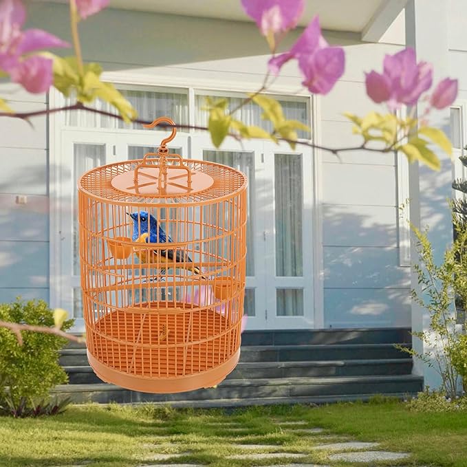 Toddmomy Plastic Bird Cage Hanging Parakeet Cage Round Top 30cm for Small Pet Birds Indoor Outdoor