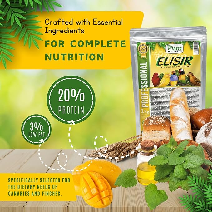 Elisir is an Egg Paste High in Protein and Fat Ideal for Canary, Finch and Pigeon, Bird Food, Egg and Seed Based Food, Food for Chicken and Poultry, Pet Food, 1Kg Bag