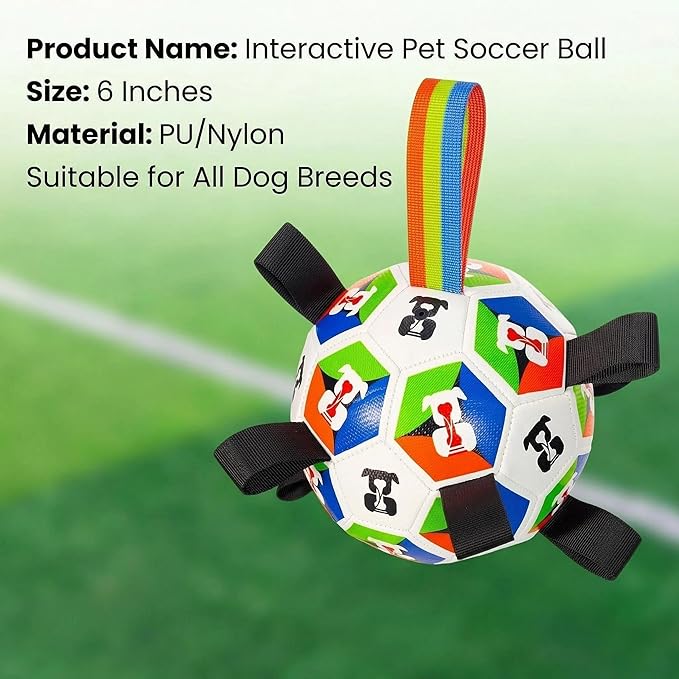 World Cup Soccer Ball Dog Toy, Durable and wear-Resistant, Suitable for Both Cats and Dogs, Ideal for Fetch Training, tug-of-war Games, Entertainment, and chew Toys for Puppies (6 inches).