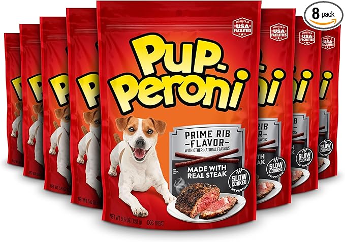 Pup-Peroni Dog Treats, Prime Rib Flavor, 5.6 Ounce (Pack of 8), Made with Real Steak