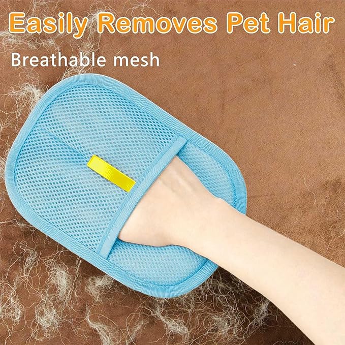 Pet Hair Removal Glove - Electrostatic Cat Dog Hair Remover Glove, Reusable Magic Brush Pet Hair Remover Tool for Couch, Carpet, and Car Seat (Blue,1 Pack)