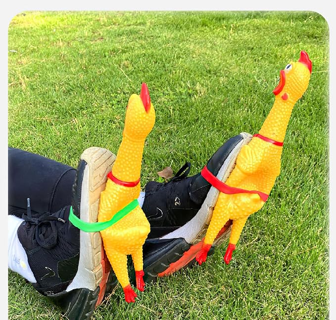 HHXC 15 Inch Large Rubber Chicken,Screaming Chicken Dog Toys,Yellow Rubber Squawking Chicken,Squeaky Chicken Toys,Prank Noise Maker Parties, Pranks, Practical Jokes