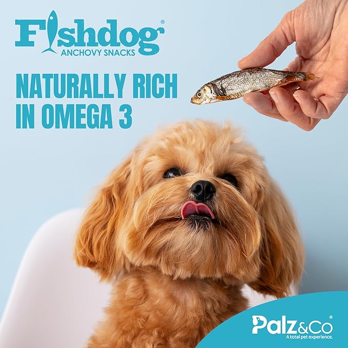 Palz&Co Fishdog Anchovy Snacks, 2.46 oz - Air-Dried Whole Anchovies, Single Ingredient Dog & Cat Treats, Grain-Free Omega-3 Rich Fish Snacks