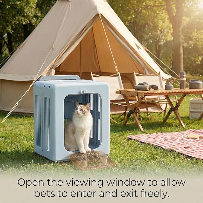 Cat Stroller, Breathable Foldable Cat Carrier with Wheels for Small Dogs and Cats, and Features a Comfortable Viewing Window Suitable for Cats Under 22 pounds (Blue)