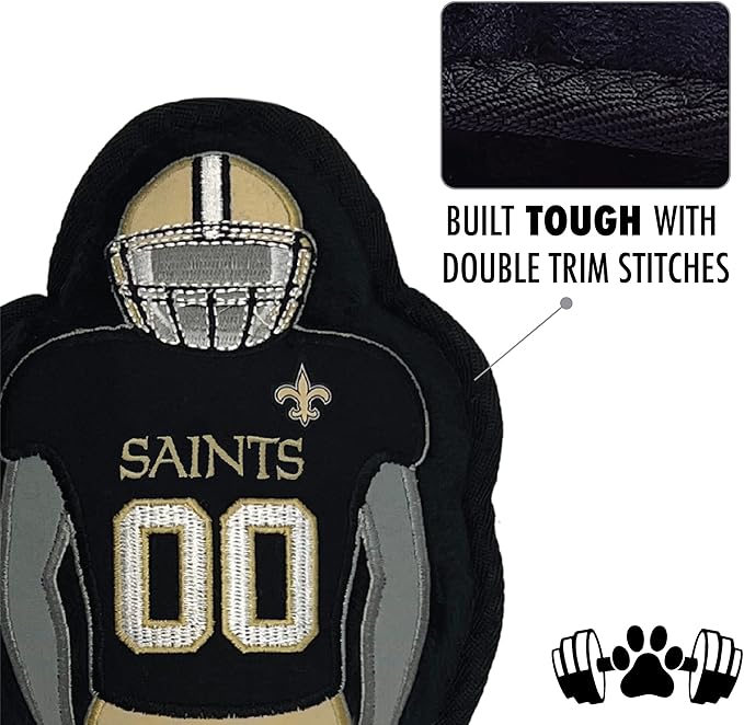 The 1st Ever Tough but Smooth Dog Toy NFL New Orleans Saints Football Athletes Player Tough Pet Toy. A Premium Quality Doggie Toy with Built-in Squeaker. Sports Fans Favorite Chew Toy